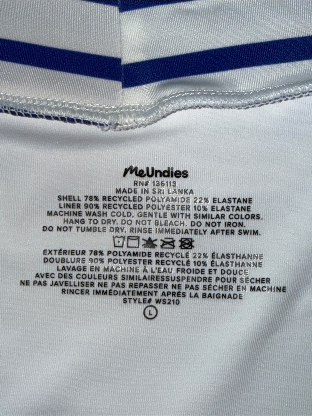 MeUndies White With Blue Stripes Bikini Bottom - Picture 3 of 3